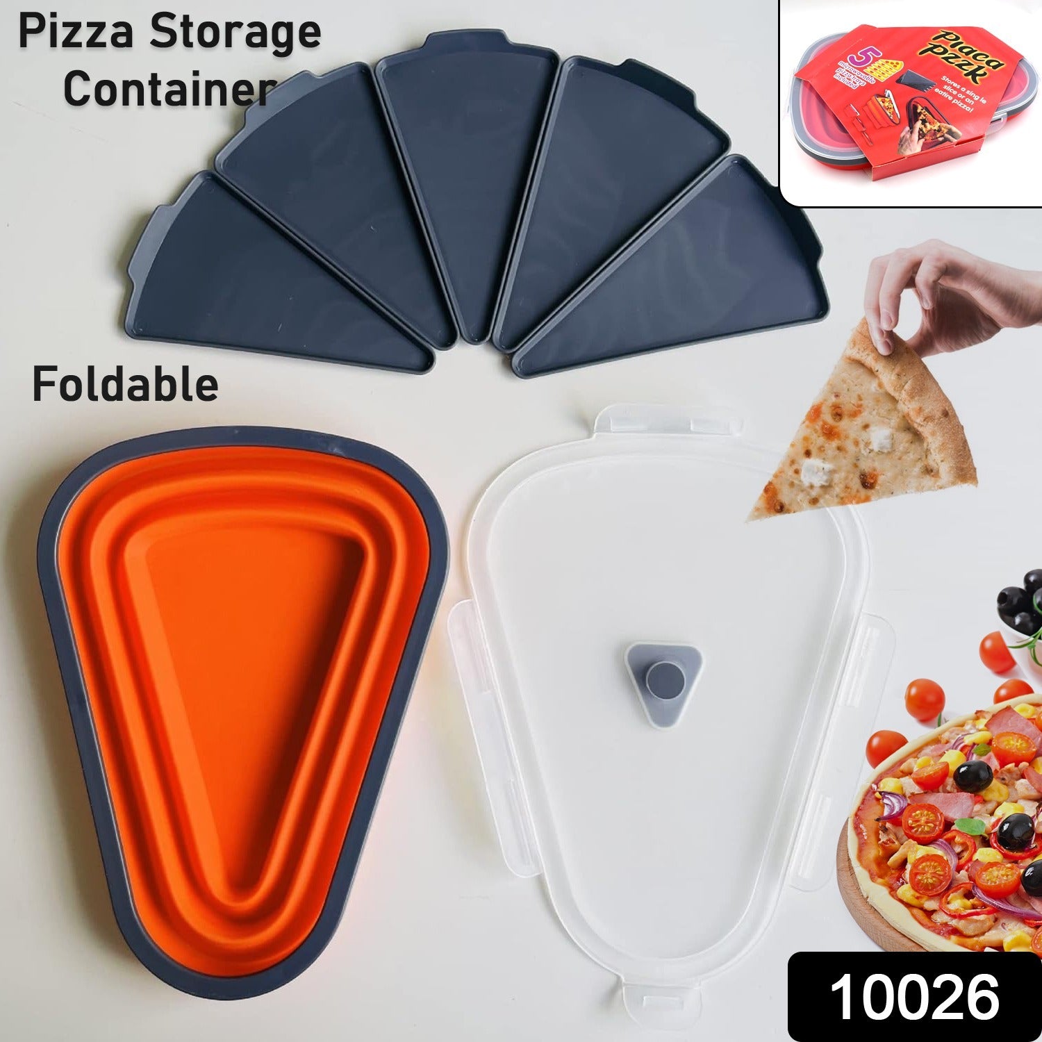 10026 Reusable Pizza Storage Containers With 5 Microwavable Serving Trays Silicone Container Expandable  Adjustable For Packing Pizza At Home  Outdoor 10026 Reusable Pizza Storage Containers With 5 Microwavable Serving Trays Silicone Container Expandable  Adjustable For Packing Pizza At Home  Outdoor